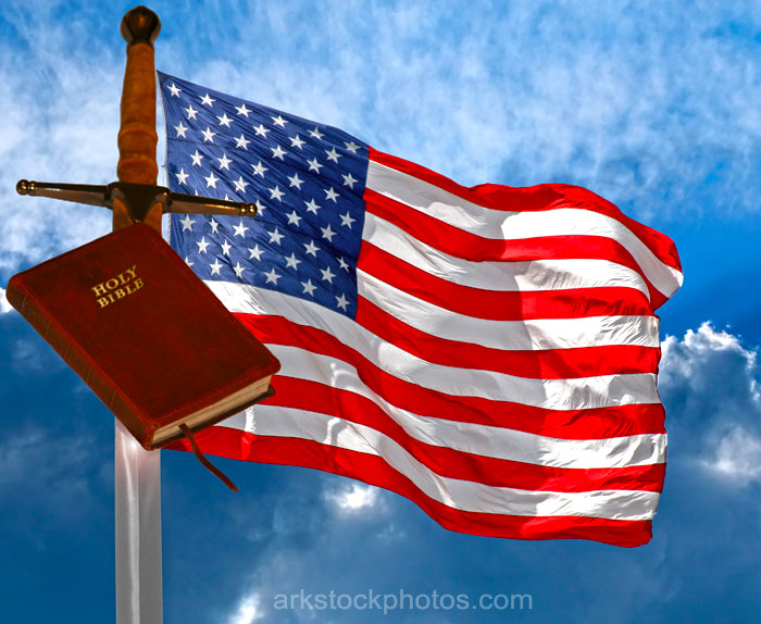 US Flag, Sword and Bible